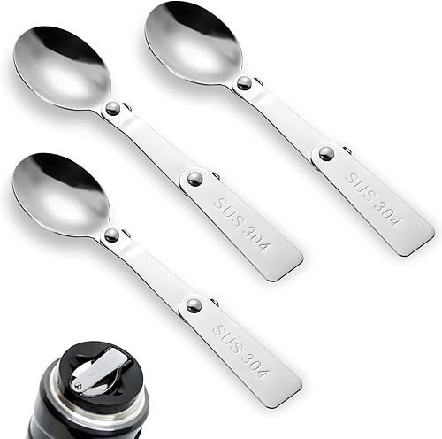 Cucharas plegables para termo Funtainer, tarro de comida de 16 onzas, piezas de repuesto de cucharas de acero inoxidable, accesorios de cuchara