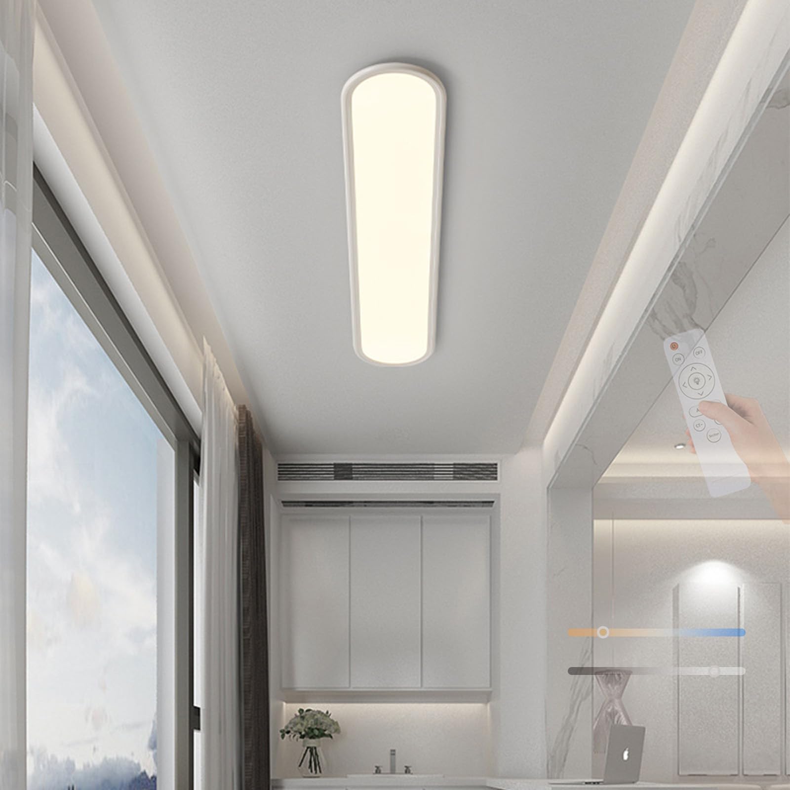 Plafonnier LED moderne dimmable 80cm blanc avec télécommande en acrylique - 8