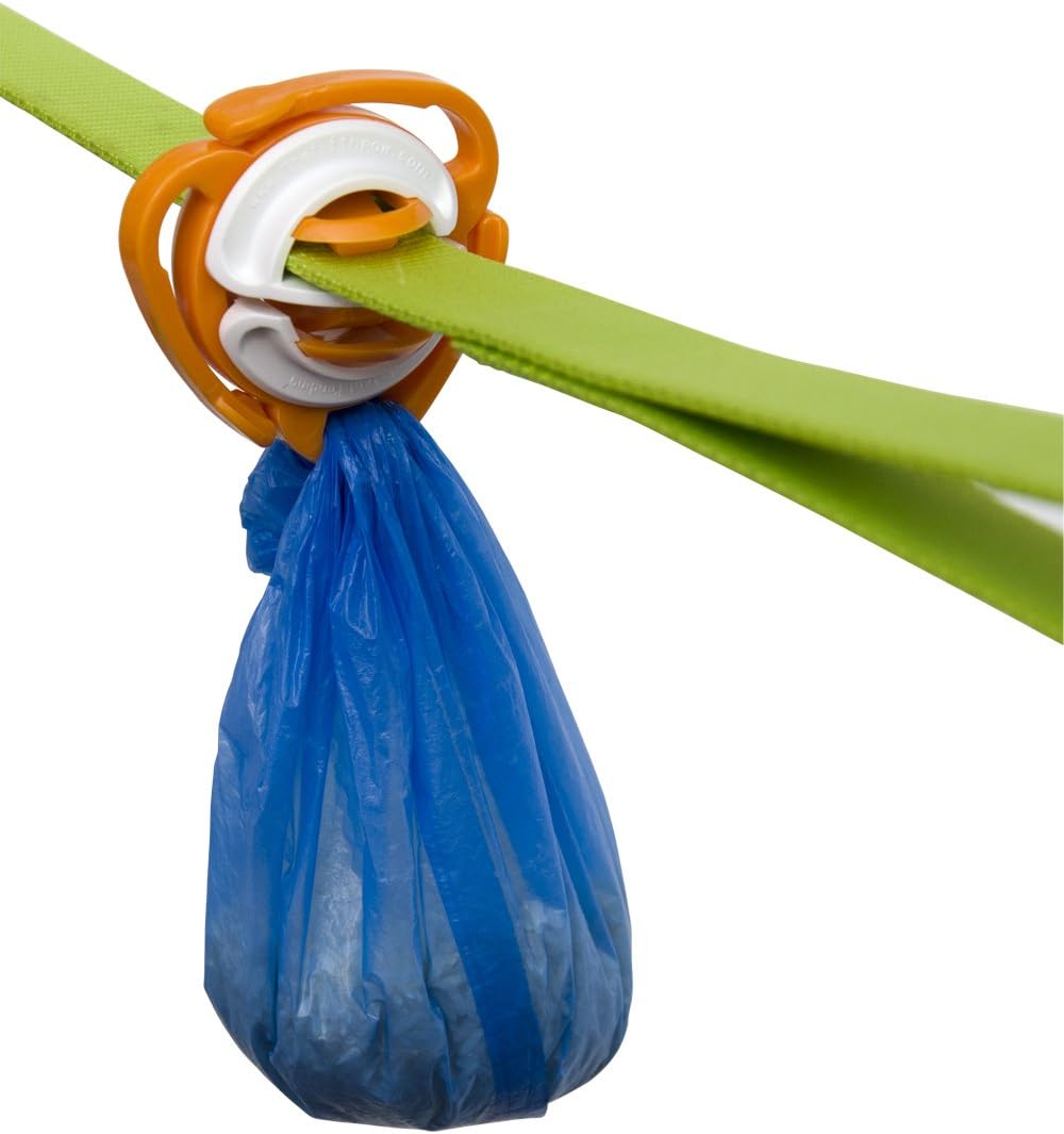 Hands Free Poop Bag Holder Leash Attachment, Tangerine
