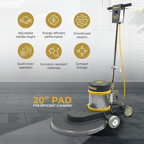 Miniatura 3 de Koblenz B-1500-P - Bruñidor de piso de alta velocidad, incluye almohadilla limpiadora de pisos de 20 pulgadas, motor de condensador doble CA de 1.5