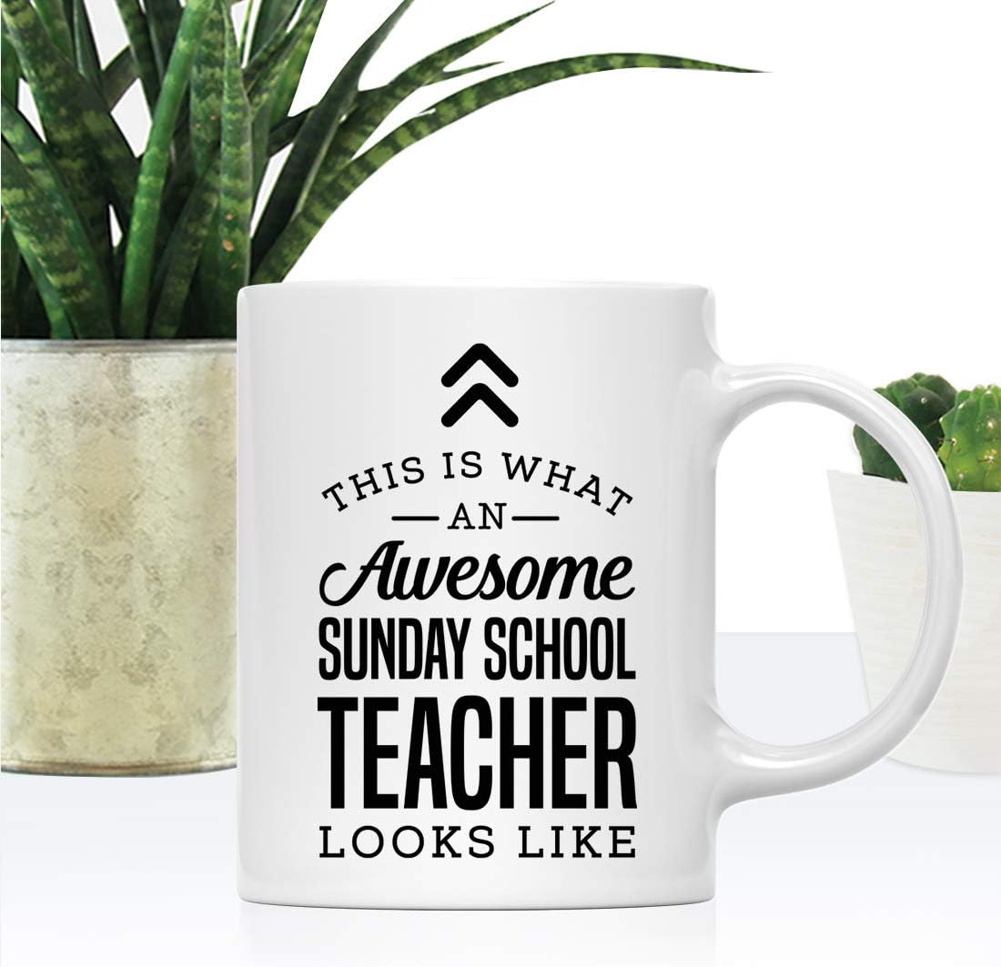 Andaz Press 11oz. Ceramic Coffee Tea Mug Gift, This Is What An Awesome Sunday School Teacher Looks Like, 1-Pack, Birthday Ideas, Includes Gift Box Sunday School Teachers Mug Teacher Appreciation image 2