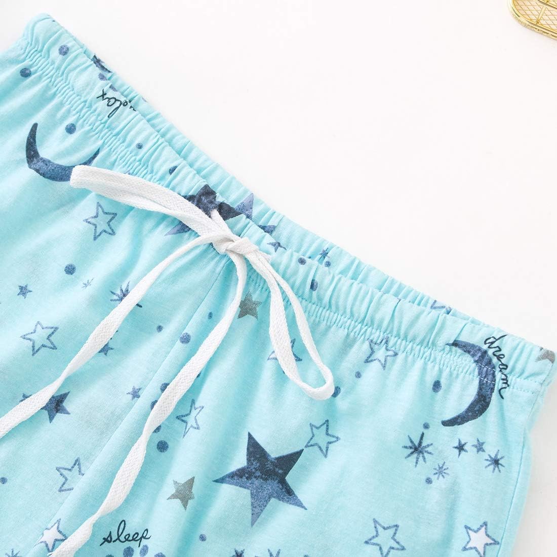 ENJOYNIGHT Womens Pajama Shorts Sets Cotton Pjs Summer Cute Sleepwear with Pockets - Image 3