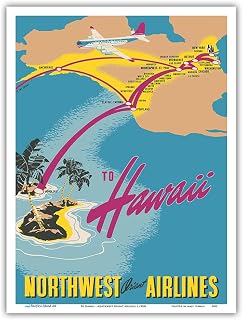 To Hawaii - Northwest Orient Airlines - Vintage Airline Travel Poster c.1930s - Master Art Print (Unframed) 9in x 12in