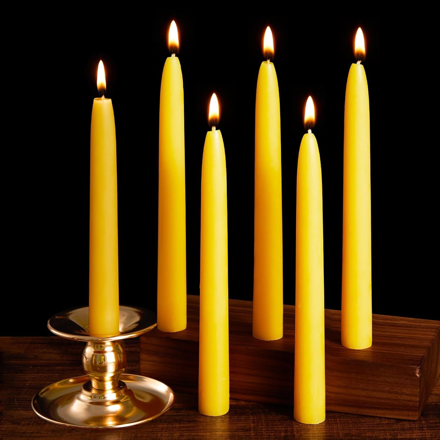 Ashlux 6 Pack Beeswax Taper Candles, 8 Inch Natural Beeswax Candles Unscented and Smokeless, 8 Hours Long Burning Yellow Candle Sticks for Dinner, Wedding, Party, and Home Decor-image-45