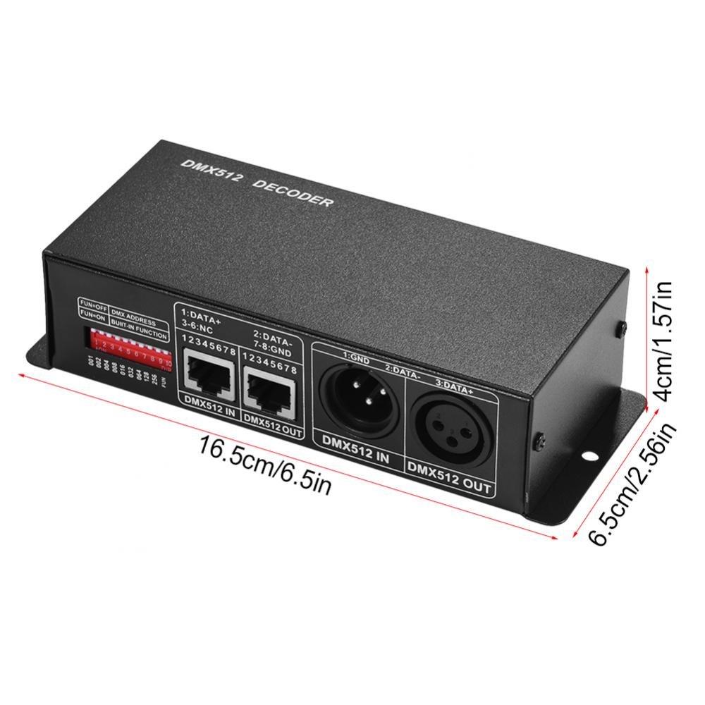 Dioche DMX Controlador de 3 canales LED 5 V ~ 24 V DC Digital Display Decoder Dimming Driver DMX 512 4A 3 Canales Decodificador Módulo Controlador para LED RGB Lámpara Escenario Luces