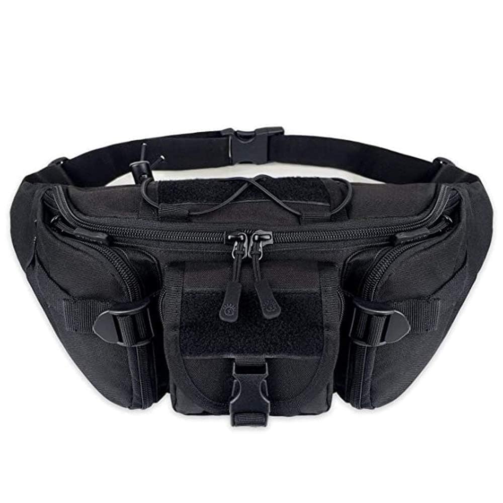 Tactical Waist Bag for Men & Women | Water Resistant Military Style Fanny Pack with Multiple Compartments & Adjustable Strap | Outdoor Utility Belt Bag for Hiking, Travel, Cycling – Black-image-25