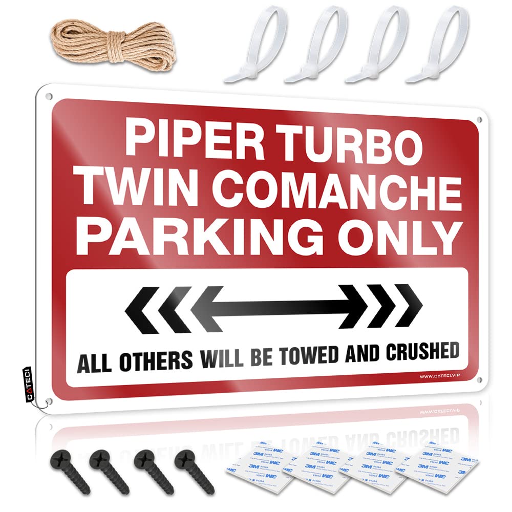 Krazmurongd Men's One Color Funny Home Sign Piper Turbo Twin Comanche Parking Only Tin Sign Funny Home Sign Home Bar Decor(30X40cm)