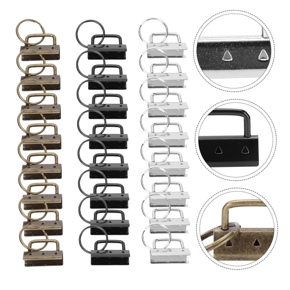 Baluue Kit Portachiavi con Morsetto in Metallo 32mm e Pinza, Clip per Cintura e Ciondolo da Polso in Ferro, Set da 30 Pezzi per Creazioni Fai da Te e Accessori Artigianali