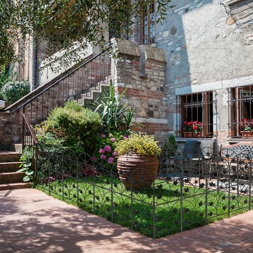 MOOACE Dekoration Gitterzaun für Garten,15 Stücke Metall Steckzaun, Gesamtlänge 96,5 cm (H) x 4,9 m (L) Haustier Zaun Rostfrei Metalldraht Panel Grenze für Kaninchen, Hof, Patio