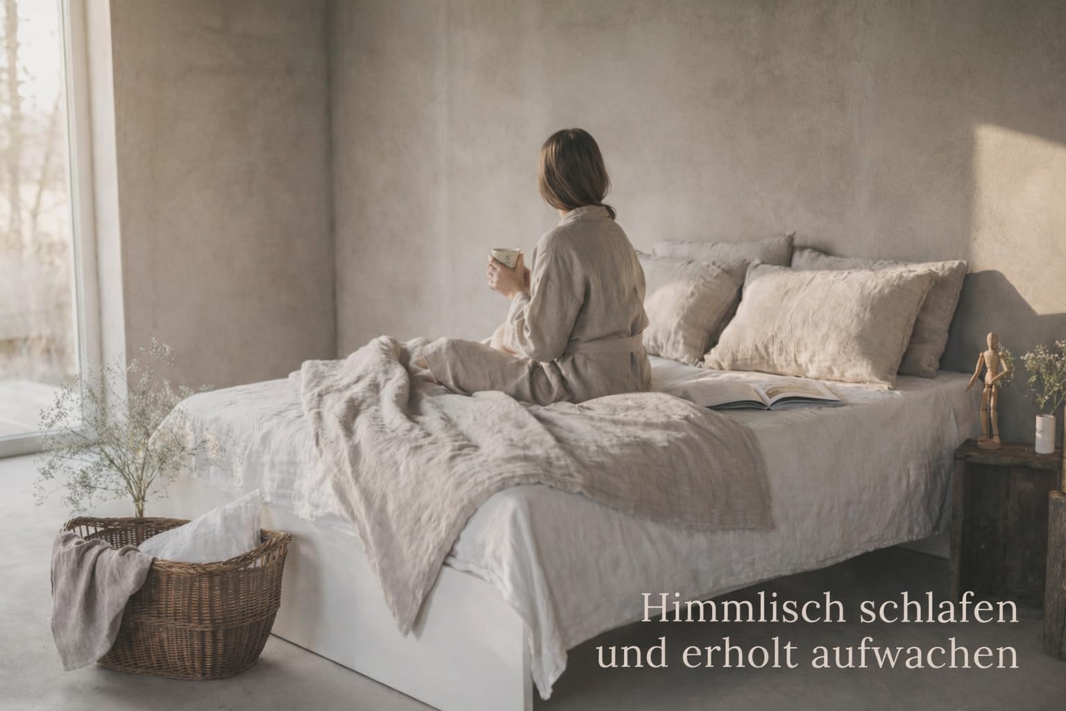 Set Copripiumino/ 100% Biancheria da Letto in Lino Lavato, con Chiusura Hotel, StoneWashed (Lino naturale, 200 x 200 cm, 2Pz. 40 x 80 cm)