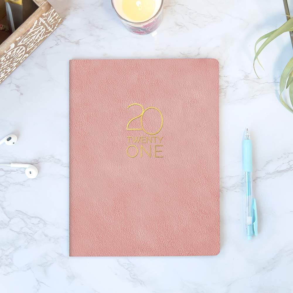 Orange Circle Studio 2021 Leatheresque Large Monthly Planner, August 2020 - December 2021, Practically Pink (21426)