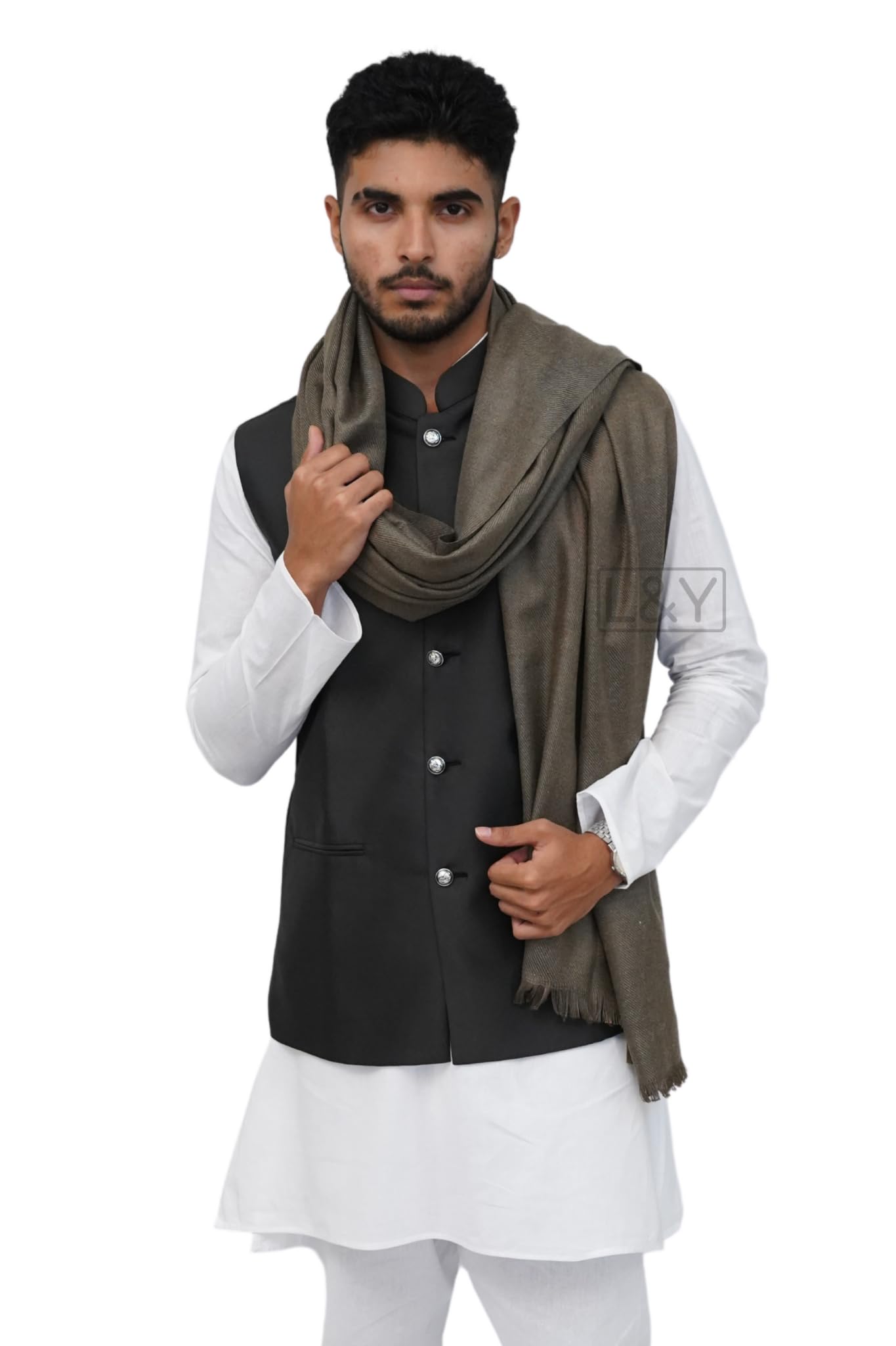 Dhariwal Men's Woollen Shawl/Lohi - Tooshi Style-image-3