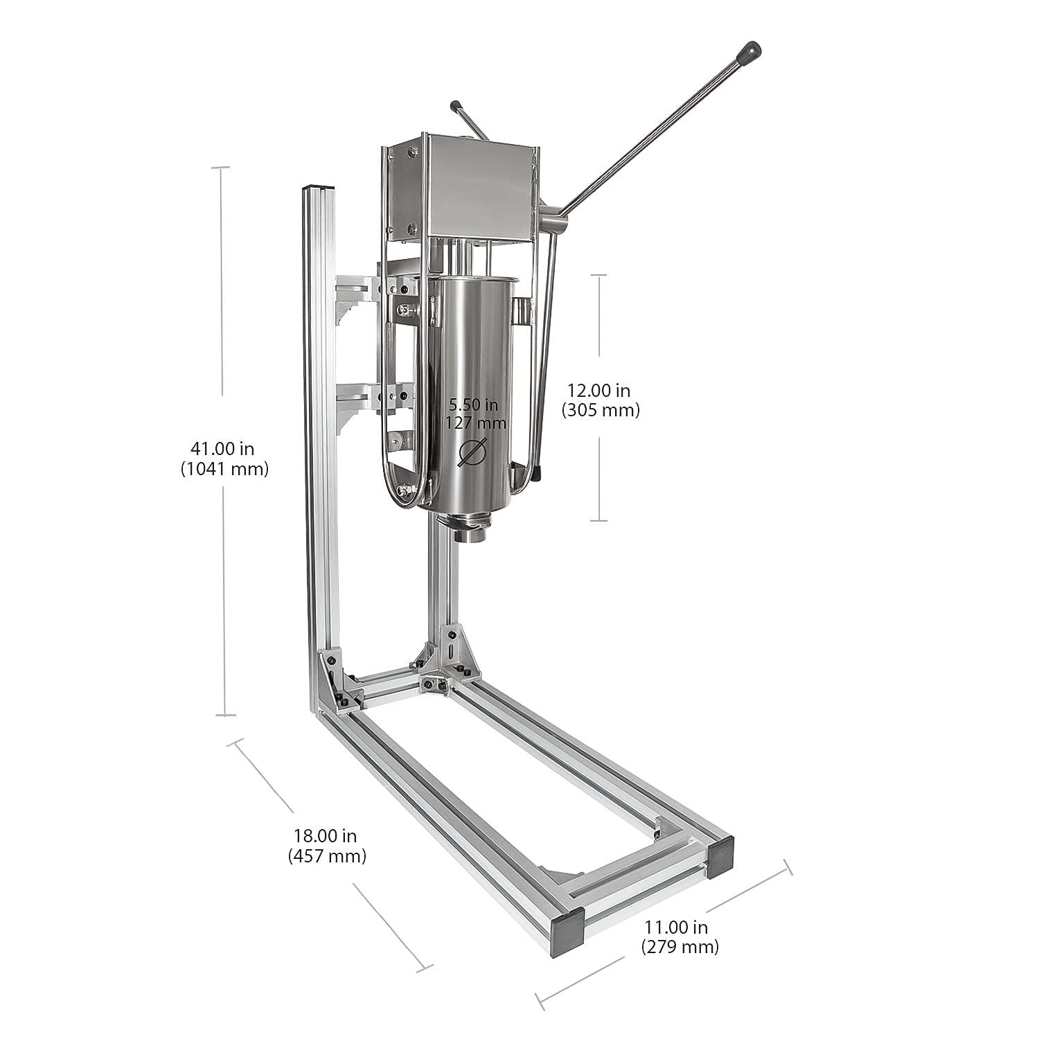 Churro Maker Machine - Churrera manual de acero inoxidable con 6 boquillas y soporte para uso doméstico