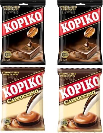 Set of 2 Assorted Kopico Candy Coffee, 4.2 oz 120 g x Cappuccino 4.2 oz 120 g x 2 Bags each, Total of 4 Bags