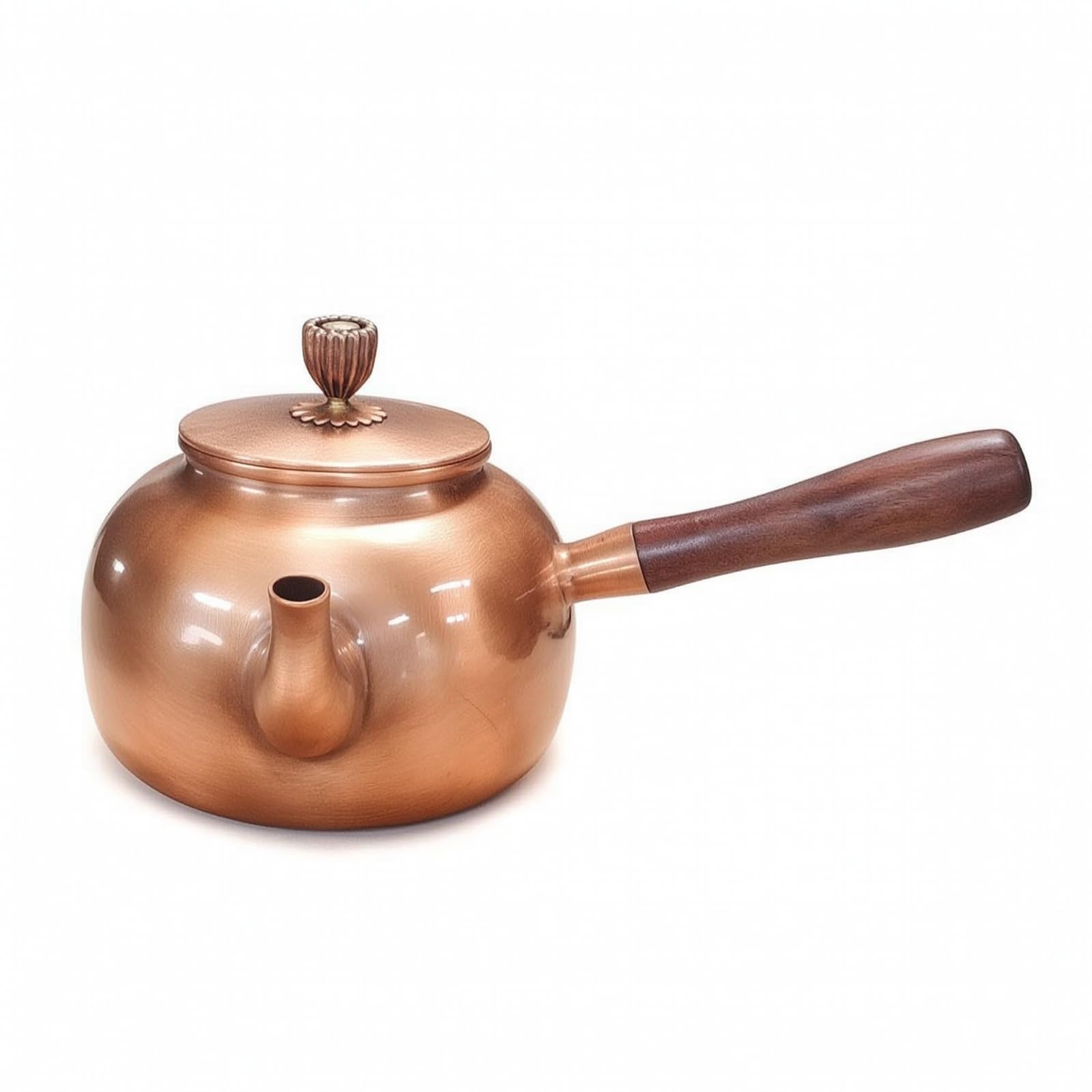 Gralara Bollitore di Rame con Coperchio Elegante Teiera Igienico per Cucina, Teiera In Rame Con Manico Laterale, Modello Mela, Capacità 0.6L, Peso 0.50KG