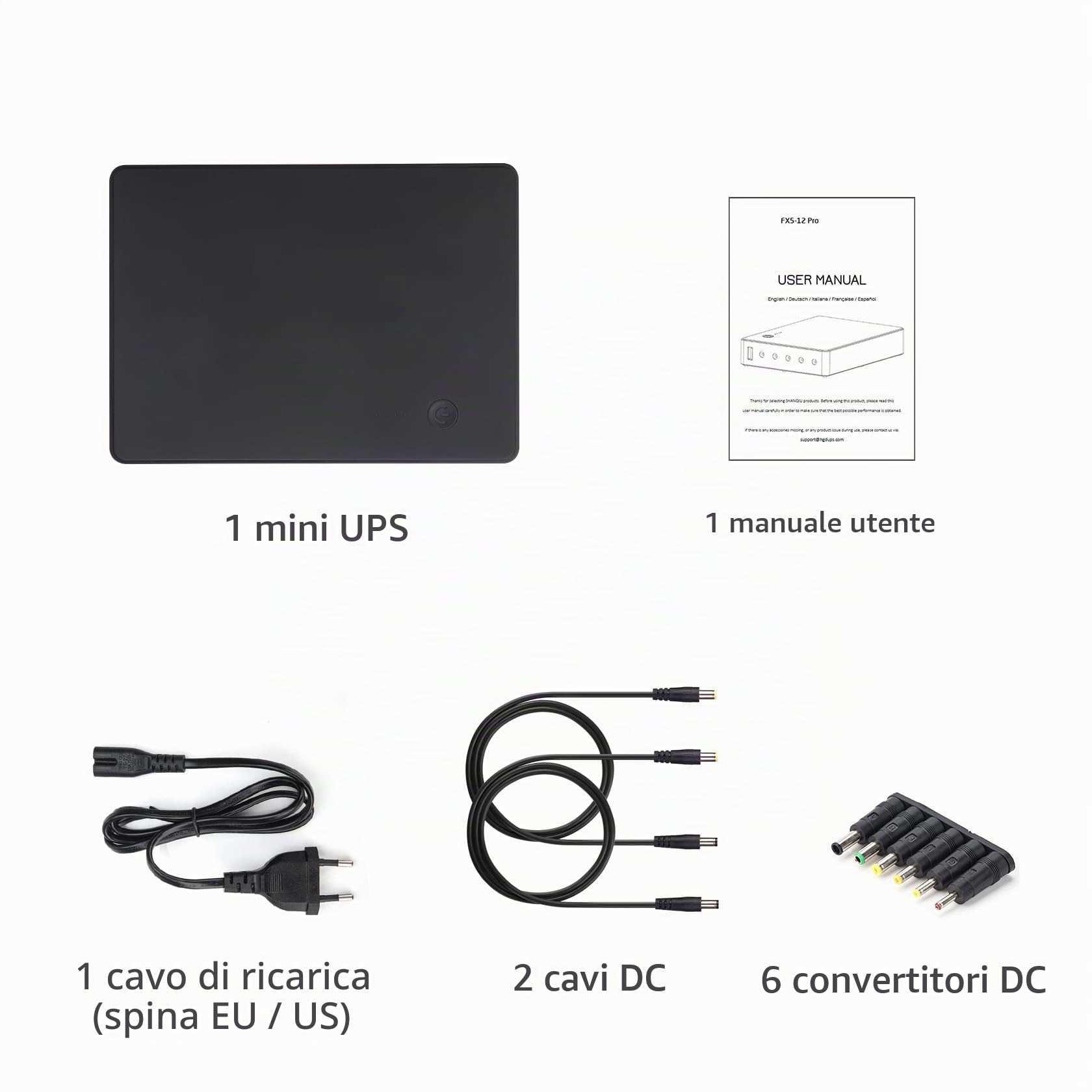 Mini UPS Gruppo di Continuità per Router, Modem, Camera con Ingresso AC Uscita USB 5V DC 5V 9V 12V 3A (74Wh)