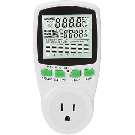 Energy Monitor, 0-16A 0.000KWh-9999KWh Power Meter Plug Watt Intelligent Electricity Usage Monitor Kill A Watt Power Consumption(US)