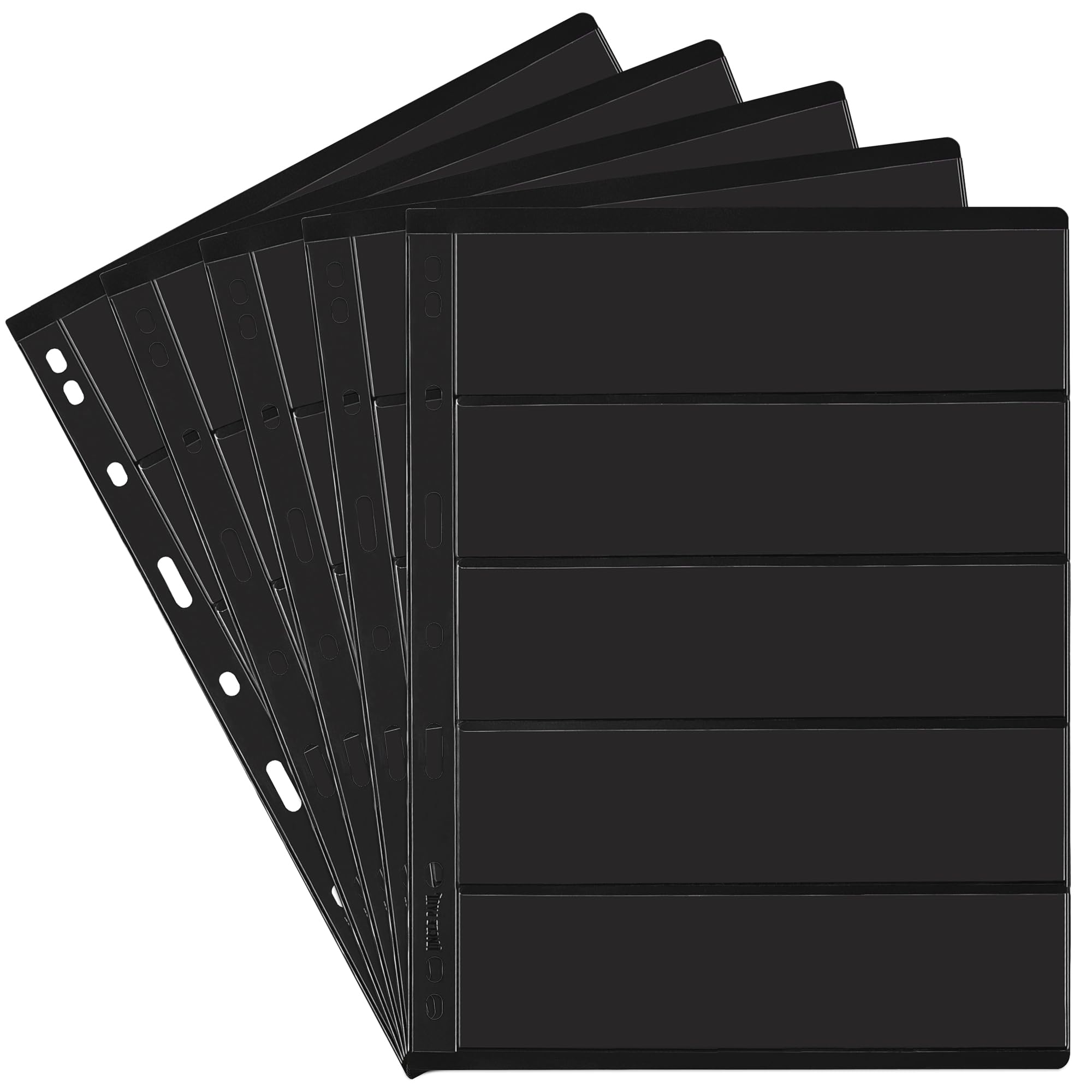 5 Rows Stamp Album Inserts 5 Sheets - 50 Pockets Double-Sided Stamp Collecting Pages for 9-Hole Standard Loose-leaf Binder IS010505