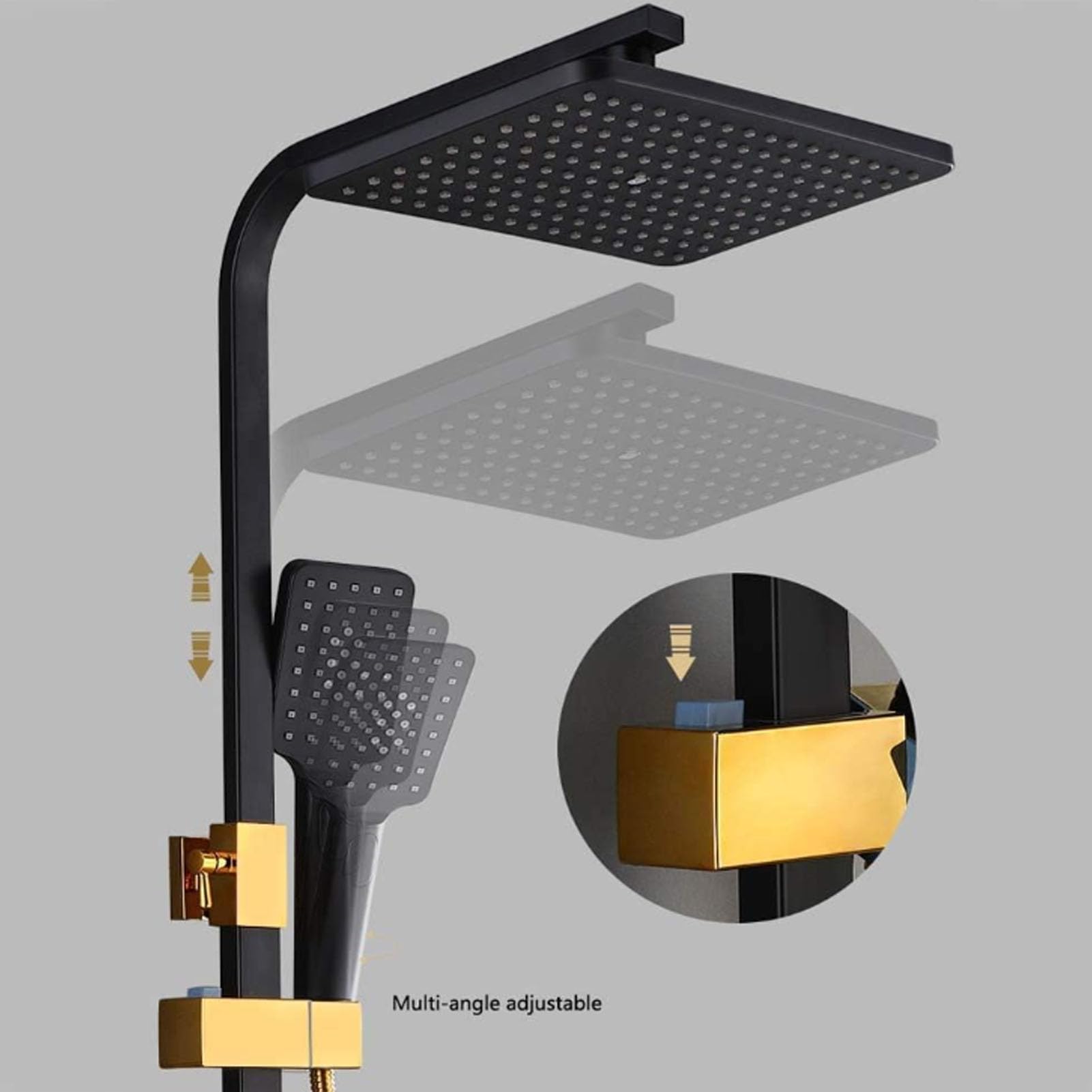 Głowica prysznicowa z deszczownicą i słuchawką prysznicową, wysokie ciśnienie z 16-calowym ramieniem przedłużającym, konstrukcja zapobiegająca przeciekaniu