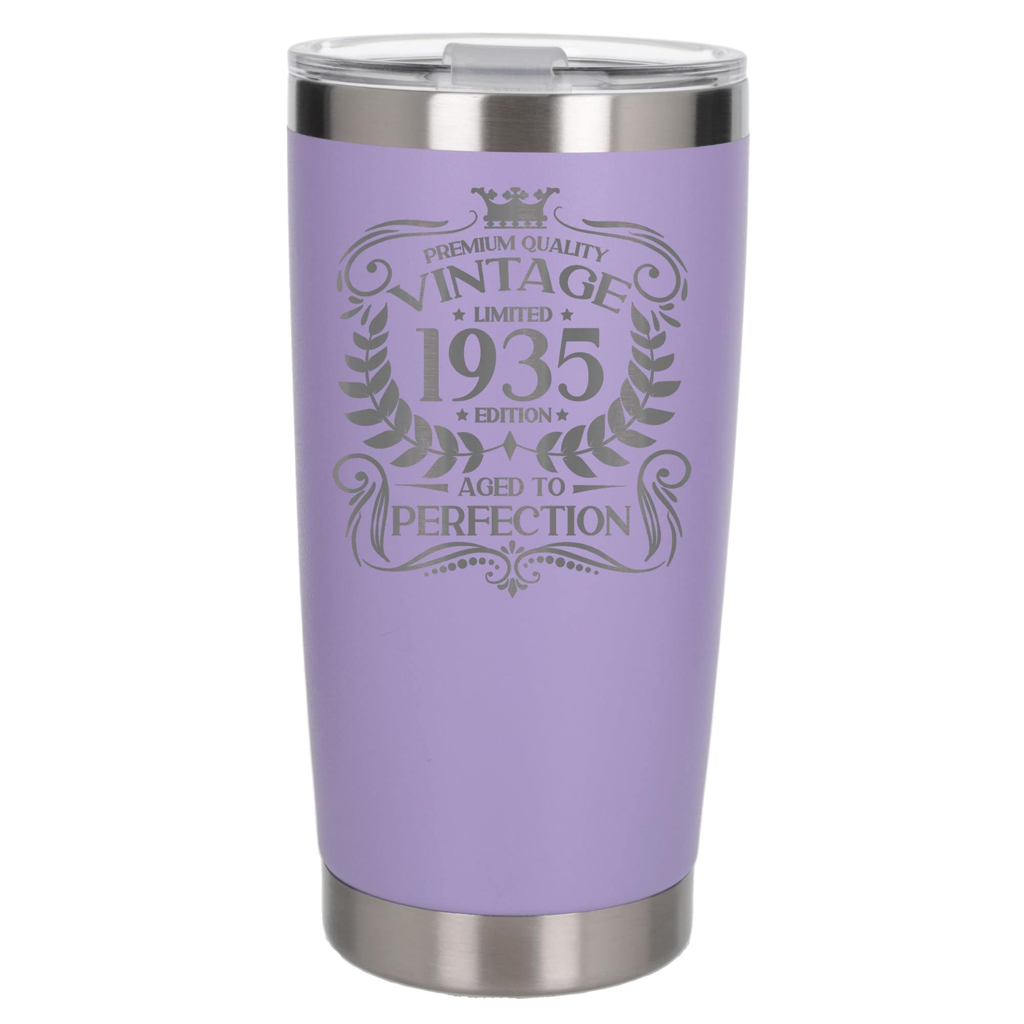 Always Looking Good 91st Birthday Gift Vintage 1935 Aged to Perfection Engraved Insulated Travel Mug Present for 91 Year Old Lavender Thermal Coffee Flask Travel Mugs with Lids