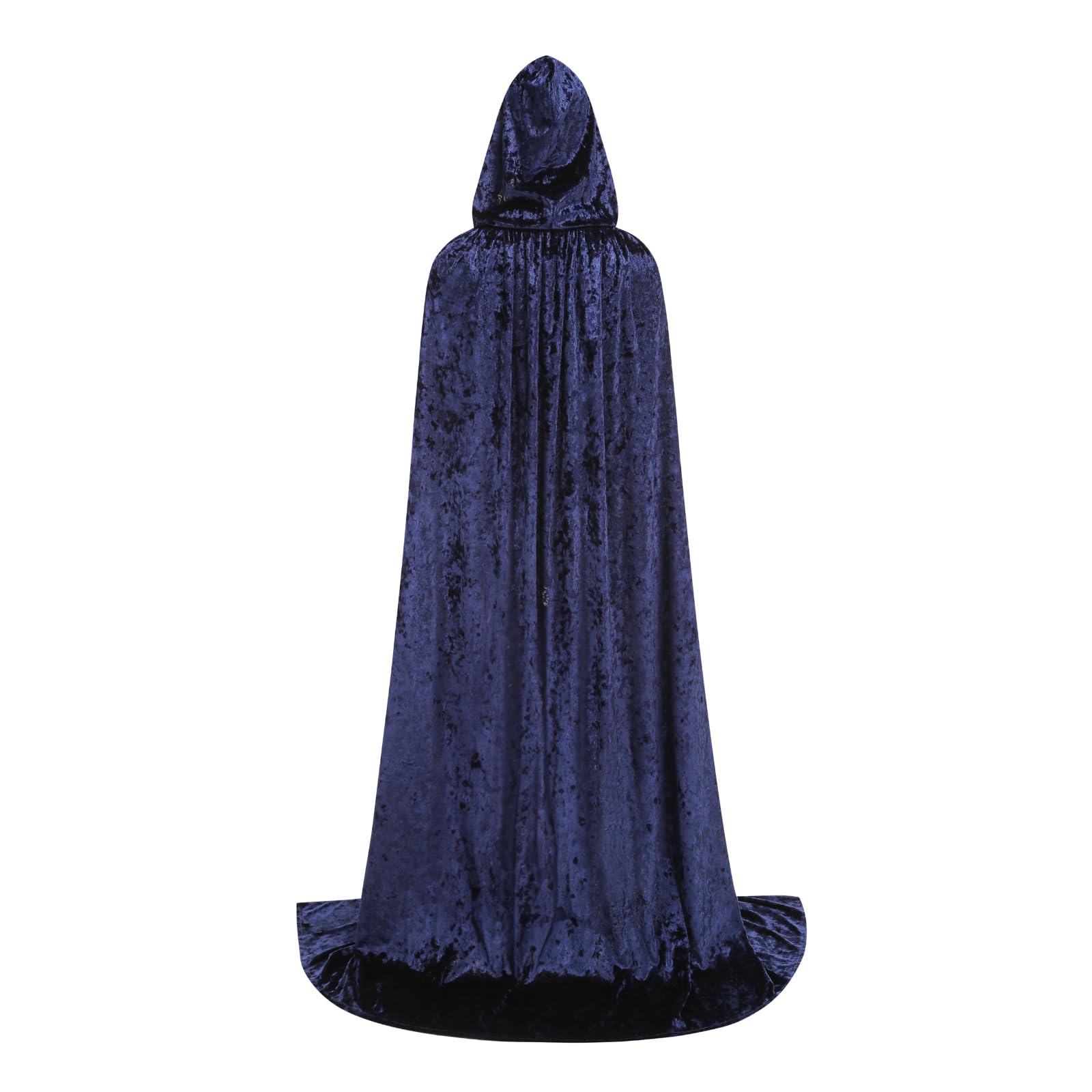 HAPNBCELE Medieval Velvet Hooded Cloak for Womens Mens Adults Renaissance Costume Cape Halloween Christmas Masquerade Party (Deep Blue - Image 3