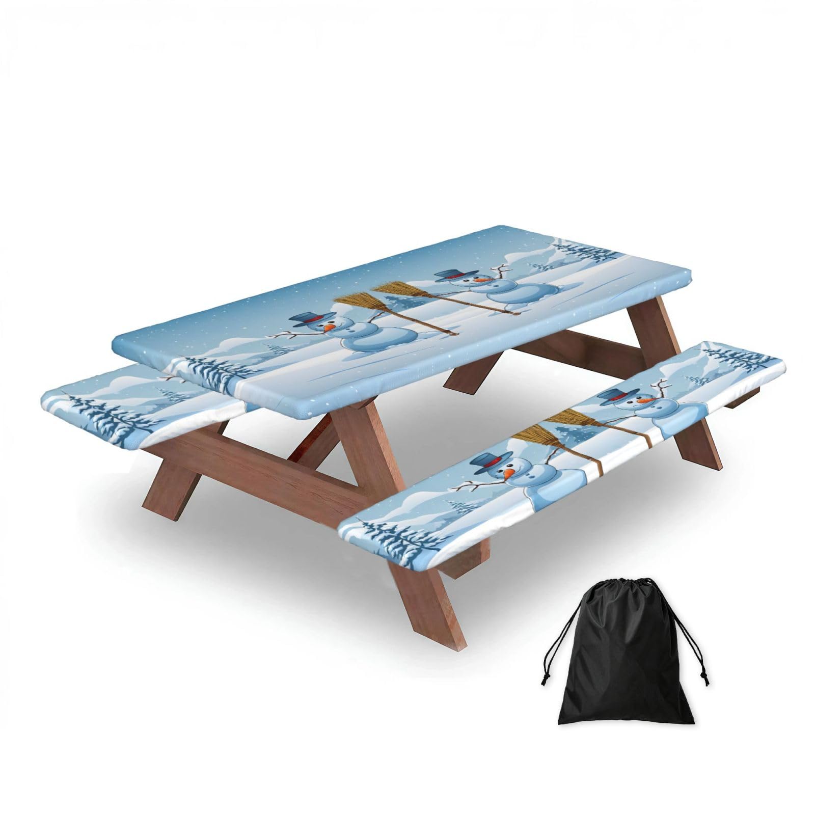 Housse de table de pique-nique ajustée avec bord élastique Merry Christmas