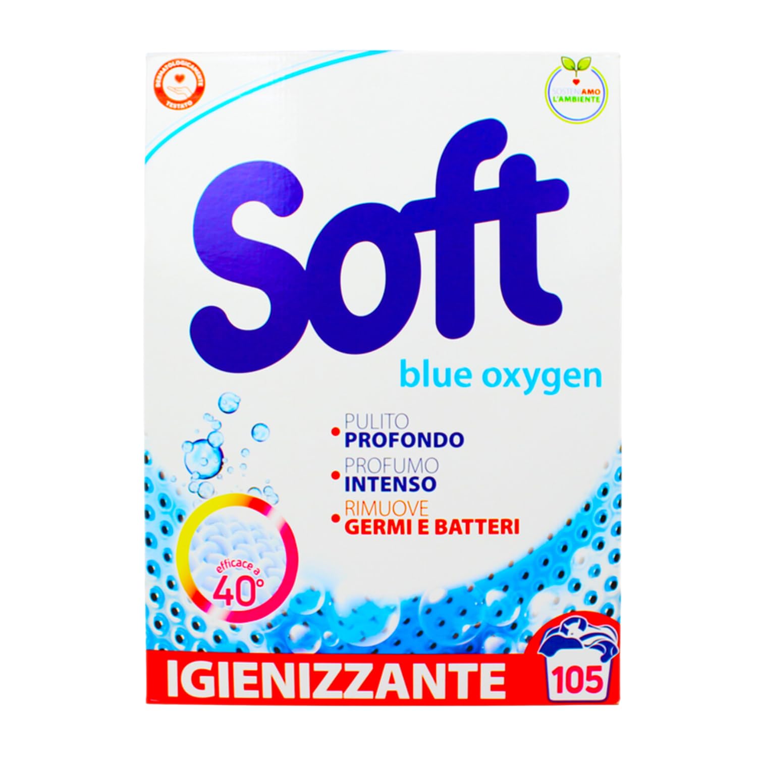 Detersivo in polvere Blue Oxygen per bucato – 105 misurini – 5,25 kg kit con Spugna Brandizzata SPESA & RISPARMIO Inclusa – Variazioni 4/8/12 Pezzi (4)