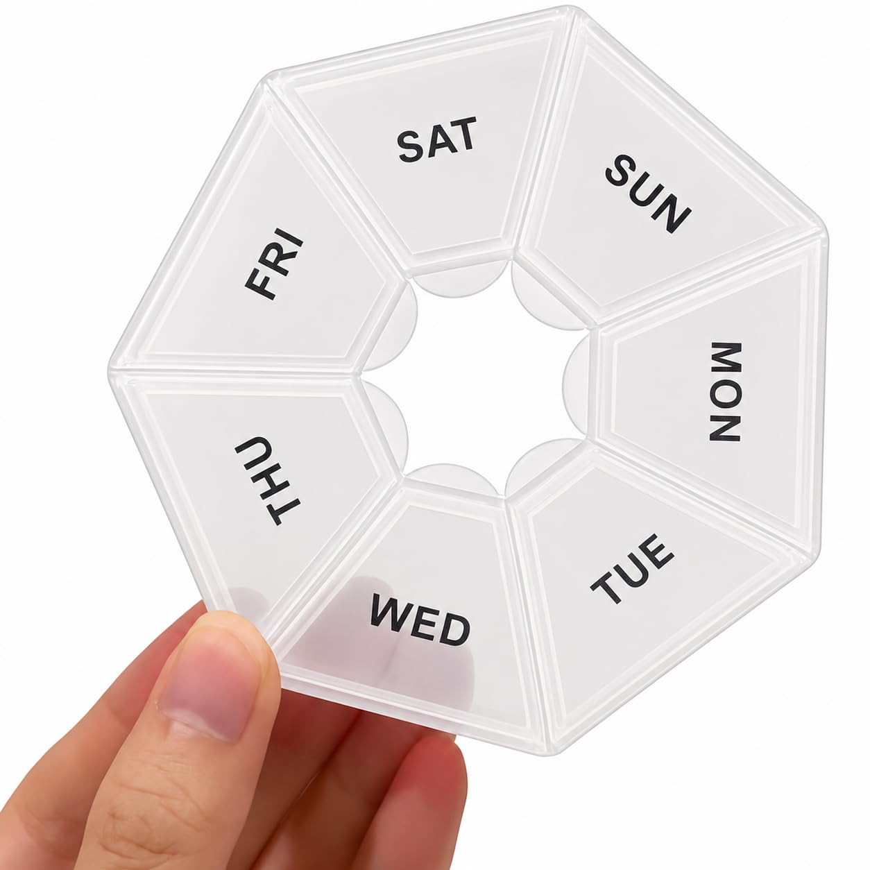 Weekly Pill Organizer - Small White Case, 7 Day Medicine Container for Travel, 1 Time a Day