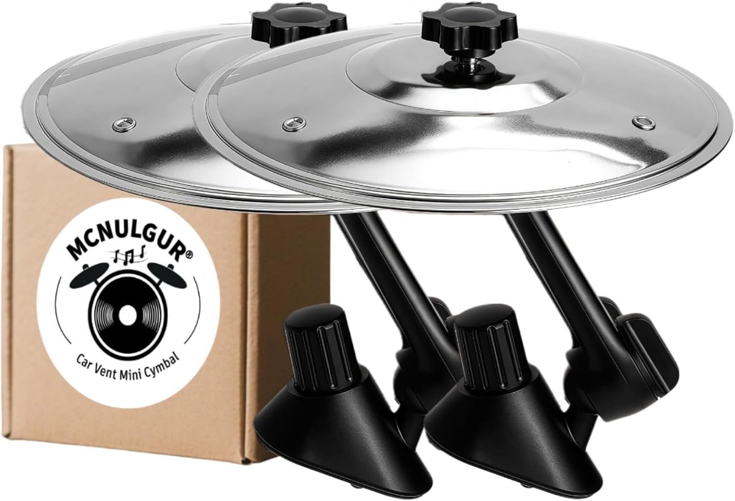 2 Pack Car Cymbal Air Vent Mounted - Mini Drum Crash Becken für endlosen rhythmischen Spaß auf der Straße Musikliebhaber Geschenk (Silber, 14 cm Durchmesser)