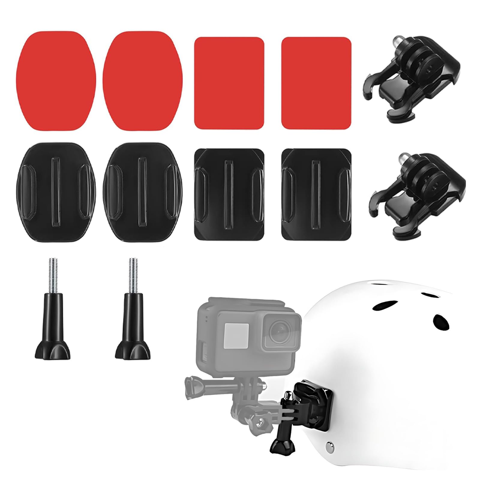 12 sets adhesive pads adhesive mounts, mount accessories helmet mount, flat and curved adhesive mount, compatible with gopro hero session 4, 3, 3+, 2.1 action camera