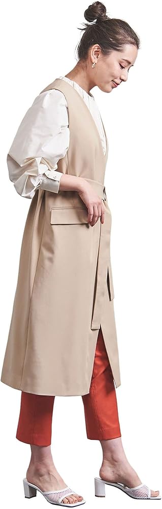UNITED ARROWS＞R/PU Vノーカラー ロングベスト