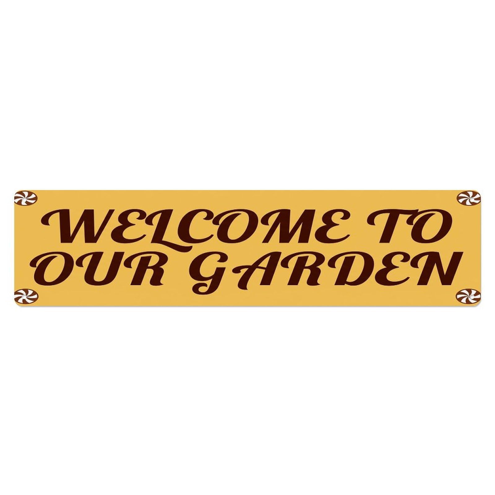 Vintage Welcome to Our Garden Butterscotch Metal Tin Sign