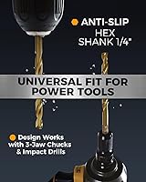 Vista 6 de COMOWARE - Juego de 16 brocas de titanio con vástago hexagonal de alta velocidad para madera, plástico, aleación de aluminio, cambio rápido, tamaños