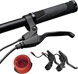 Alavancas de freio de 2 pinos para bicicleta elétrica, manípulos de alavanca de freio, 2 fios, peças de reposição para bicicleta elétrica esquerda e direita (1 par)