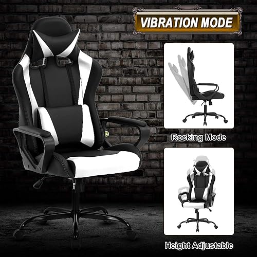 Miniatura 5 de Silla para videojuegos, silla de oficina para computadora, silla de escritorio ergonómica, silla de carreras de PC con masaje y reposacabezas,