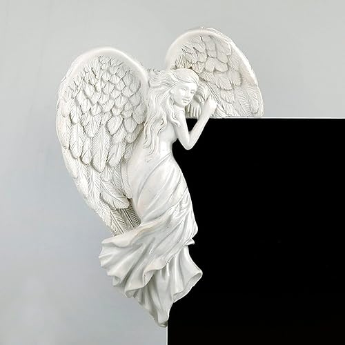Miniatura 5 de Holiberty Decoración de marco de puerta de estatua de ángel, figura creativa de ángel en 3D, decoración de pared de mesa con alas en forma de