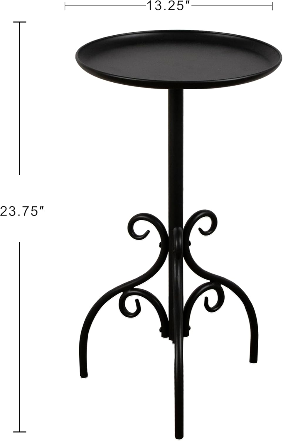 Round Side Table, Small Metal Drink Table for Small Spaces, Modern Martini Table for Living Room, Bedroom, Corners, and Office (Black)