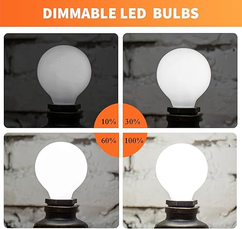Miniatura 3 de ALAMPEVER Bombillas de globo G25 de 60 vatios, bombillas LED de tocador, bombillas LED regulables, bombilla decorativa E26 de 3000 K, blanco suave,
