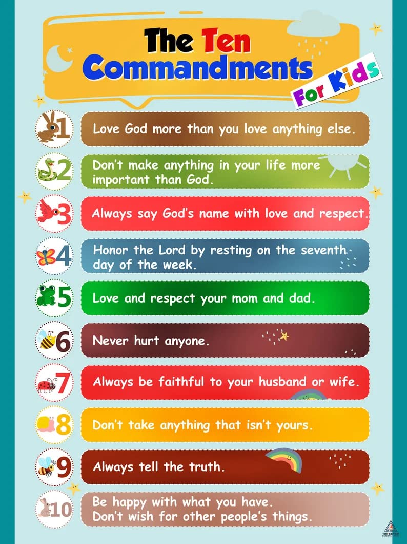 Bioprocess Ten Commandments Poster For Kids Children Classroom Wall Decor Poster Metal Sign 8X12 Inches