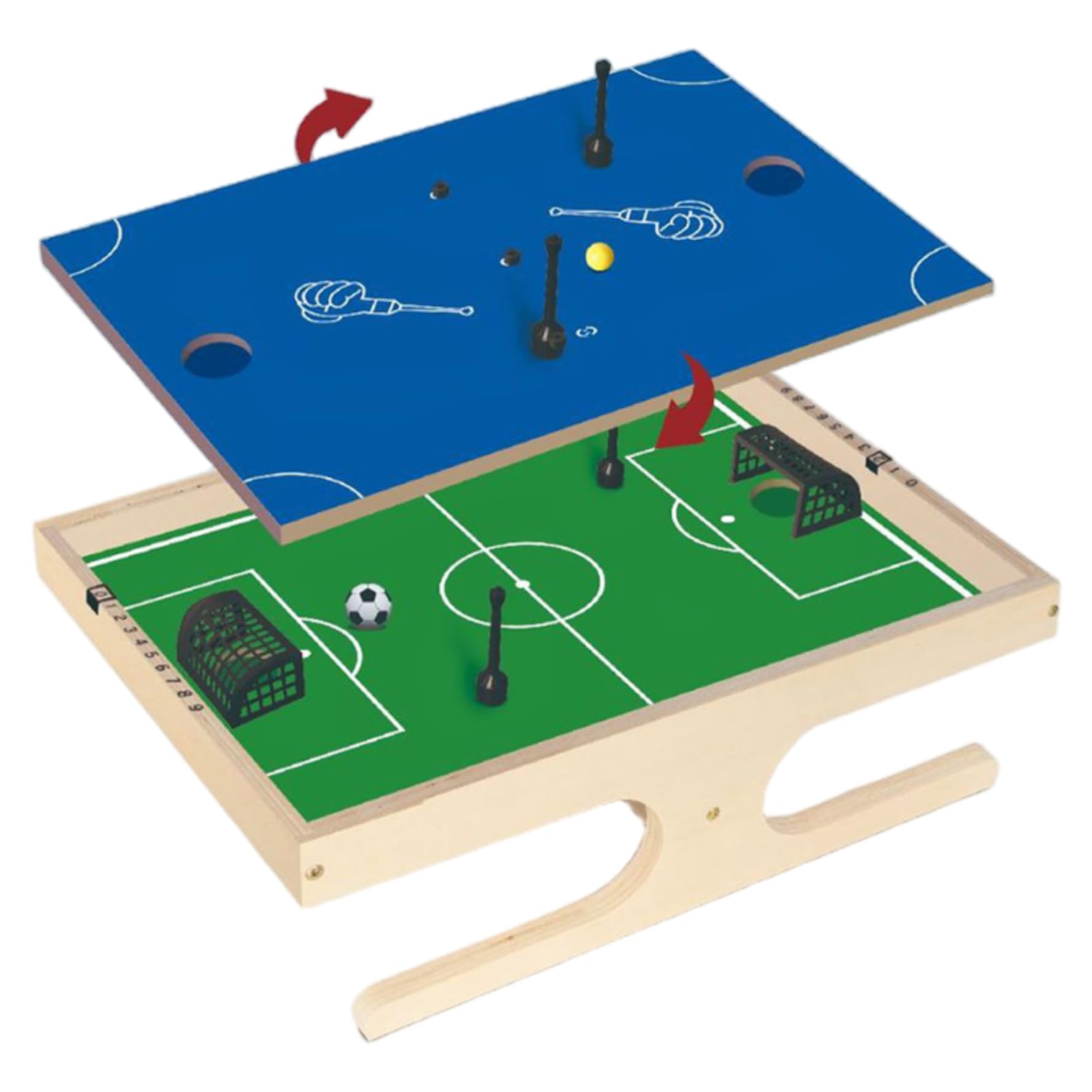 Mini Foosball Table Game, Multi Game Table Wooden 2 in 1 Magnetic Ball & Football Games with Anti-Slip Pad Fun Educational Tabletop Toys for Friends, Family, Couples