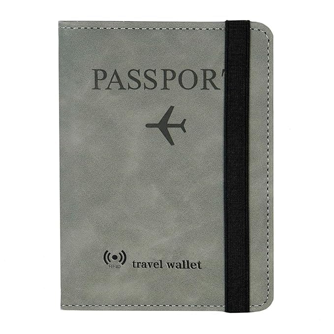 Travel Passport Holder Cover Travel Wallet Organiser, Passport Case with PU Leather Travel Document Holder for Men and Women Travel Accessories- Grey-image-33