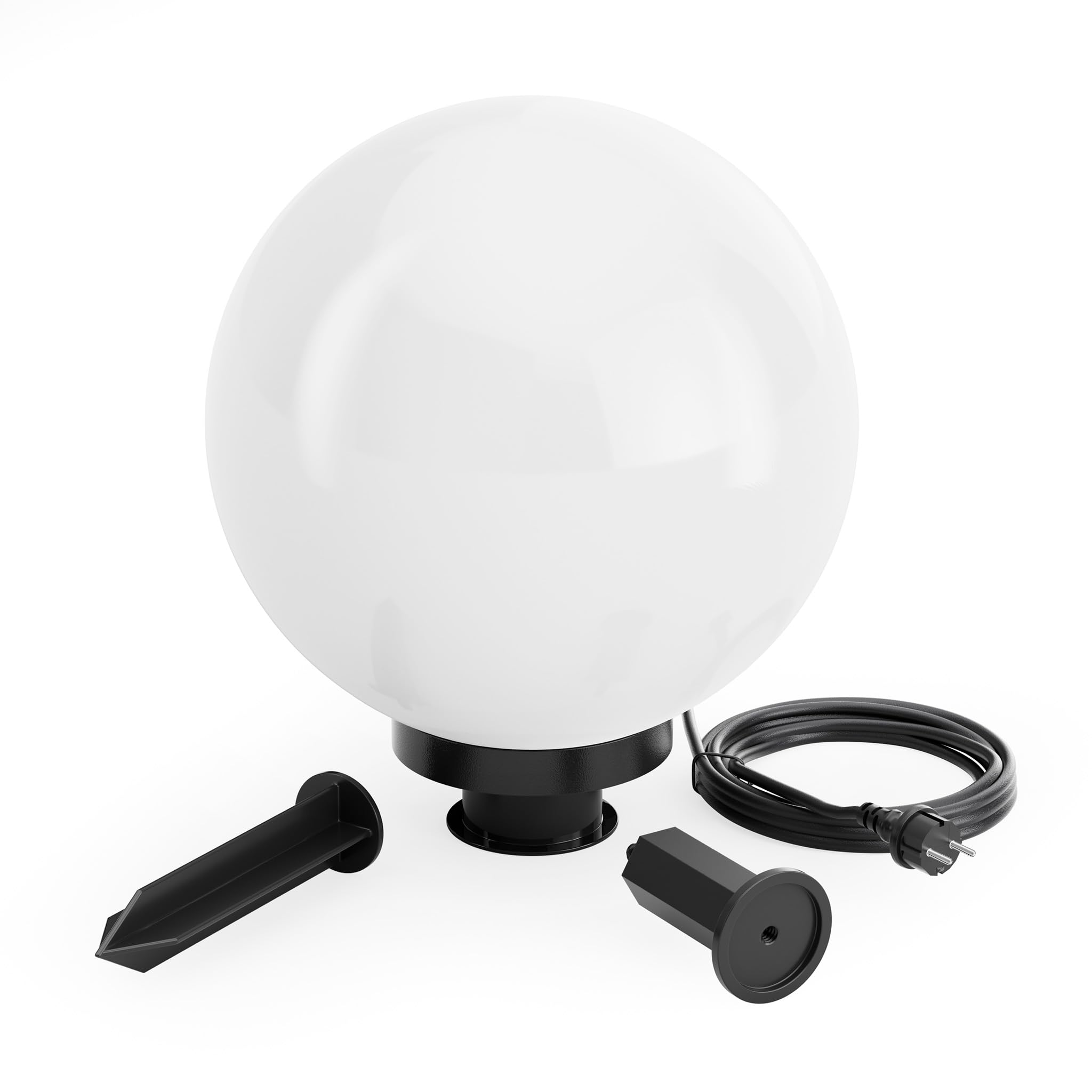 WilTec Lámpara de bola para exterior Ø30cm, lámpara de jardín con estaca, IP44, 40W, portalámparas E-27