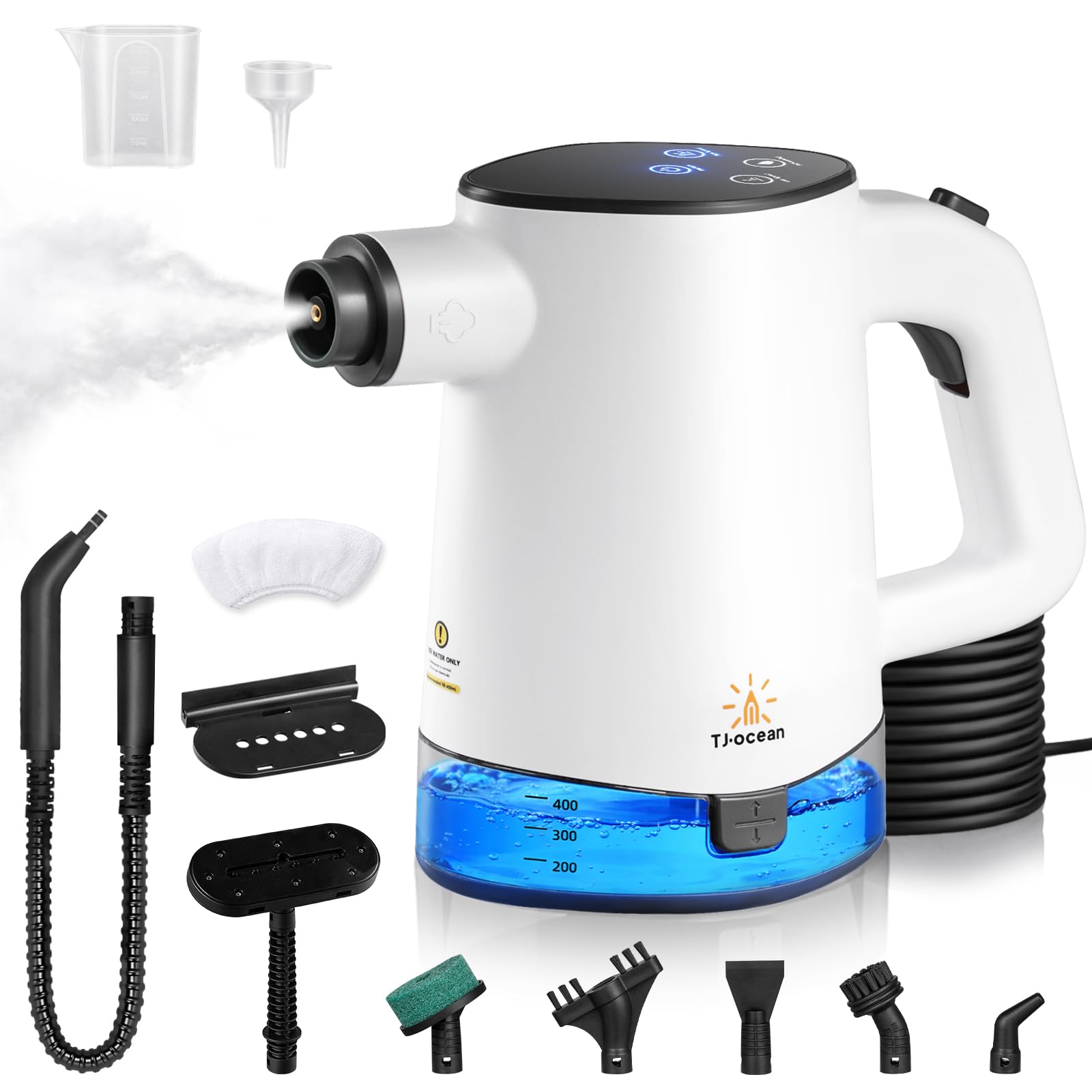 Handheld Steam Cleaner,5m Cord,Smart Screen,450ml,12 Pcs,Self-cleaning,Home Use
