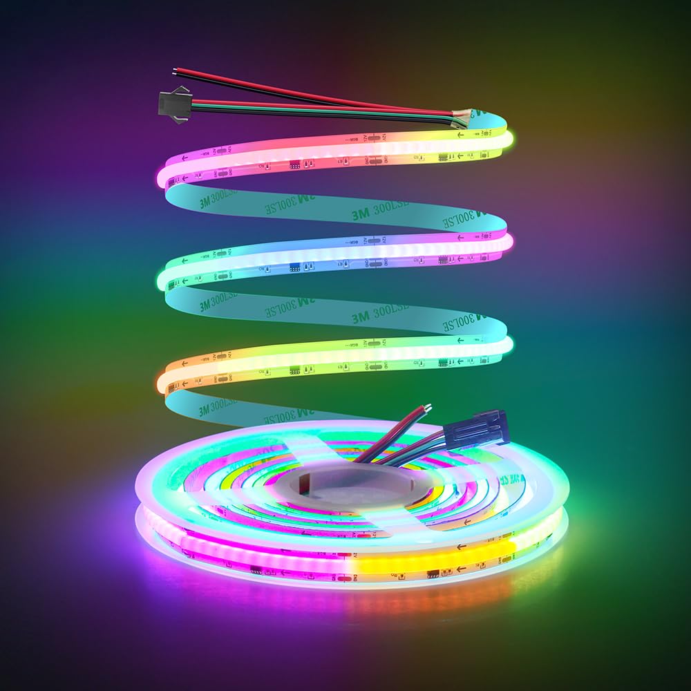 ALITOVE Addressable RGB COB LED Strip Light 12V 9.84ft WS2811 Dream Color LED Light Strip Room Decor 2160LEDs High Density LED Tape Light for TV Backlight Indoor Lighting(No Power Supply & Controller)