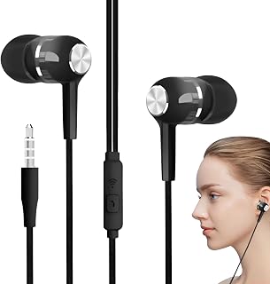 In-Ear Earphones,Wired Headphones with Microphone | 3.5mm Noise Filter Earphones for Travel Aircraft Studio Training School Music
