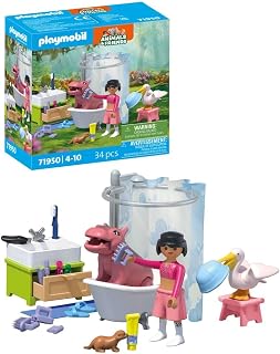 PLAYMOBIL | Animals & Friends | Diversión acuática con Animales | Juguete para Mayores de 4 años | Regalo Ideal para niños | Fomenta la Creatividad | Cuidado y baño de Animales con Accesorios | 71950