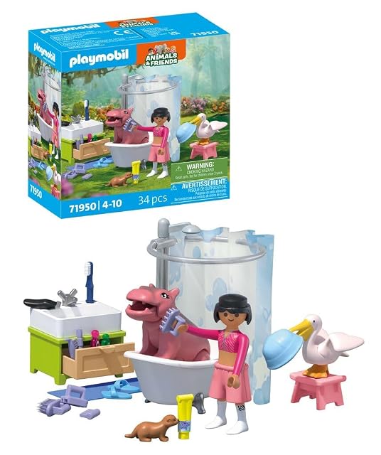 PLAYMOBIL | Animals & Friends | Diversión acuática con Animales | Juguete para Mayores de 4 años | Regalo Ideal para niños | Fomenta la Creatividad | Cuidado y baño de Animales con Accesorios | 71950