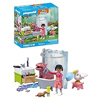 PLAYMOBIL Animal Bath Fun Set da gioco con statuine, Bagnetto degli animali