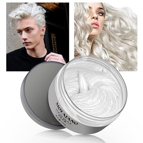Miniatura 1 de Pomadas de cera de color blanco para el cabello, 7.06 onzas, material de cera natural para colorear el cabello, desechable, arcillas cenizas para