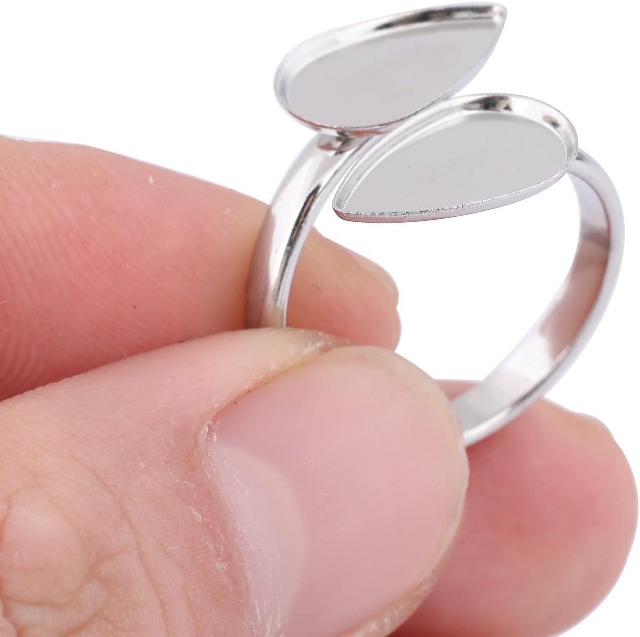 20pcs Stainless Steel fit 8x13mm Teardrop cabochon Ring Bezel Setting Blanks DIY Adjustable fingerring Base for Jewelry Making Supplies image 5